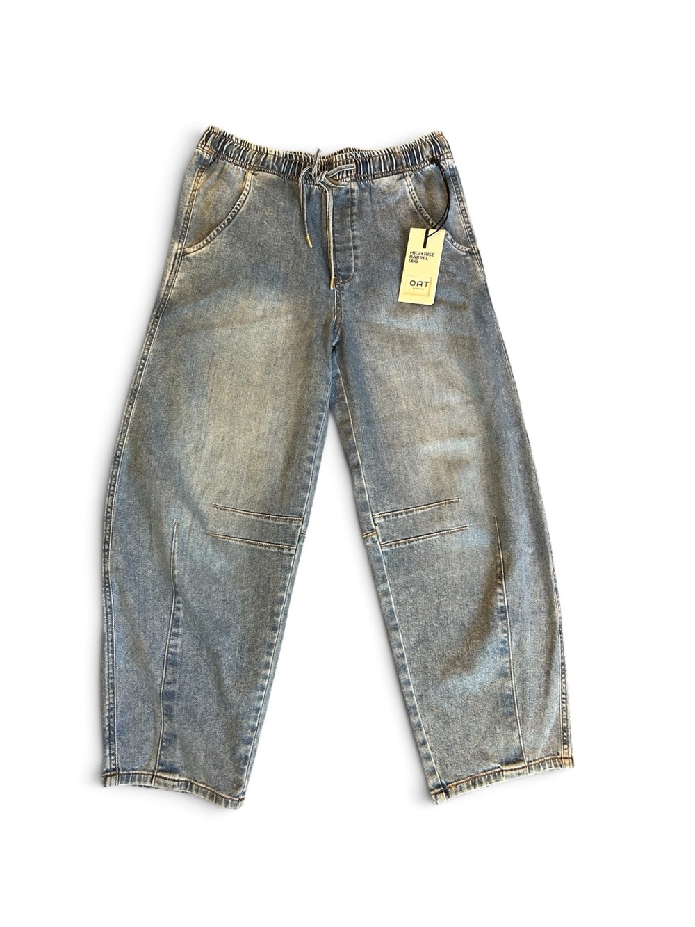 Oat NWT New York High Rise Barrel Leg Light Blue Washed Denim Jeans 8/29